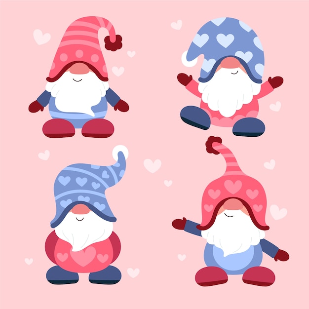 Collection De Gnomes Plats De La Saint-valentin