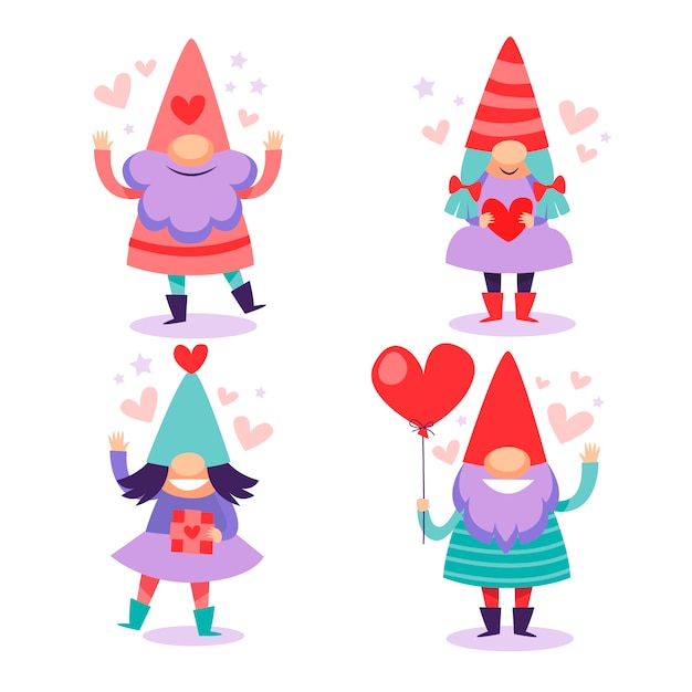 Collection De Gnomes Plats De La Saint-valentin