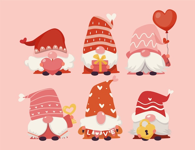 Collection De Gnomes Plats De La Saint-valentin