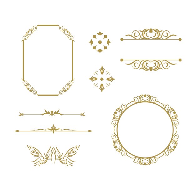 Collection Golden Ornamental elements