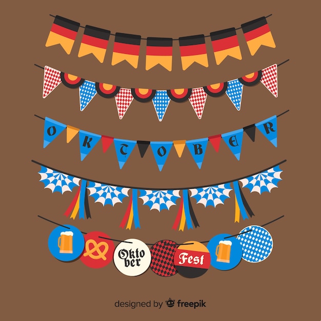 Vecteur gratuit collection de guirlande oktoberfest design plat