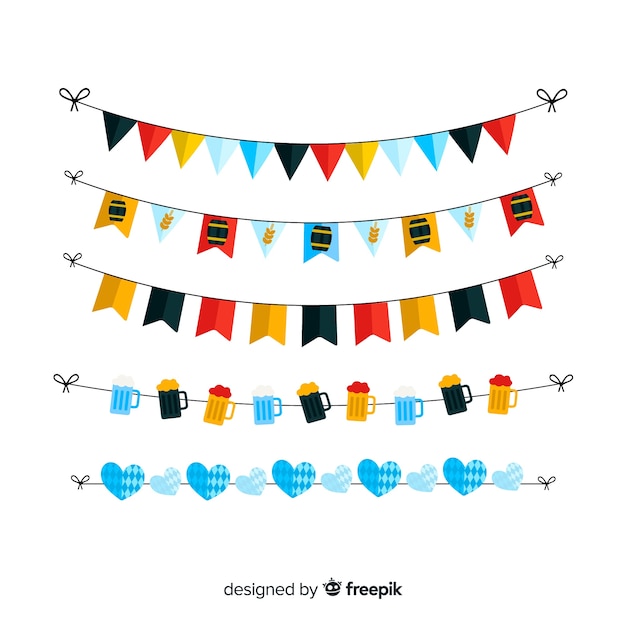 Vecteur gratuit collection de guirlande oktoberfest design plat