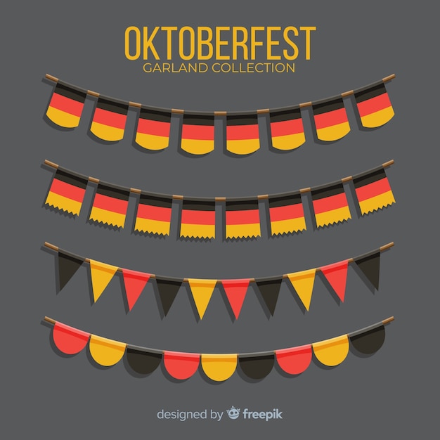 Vecteur gratuit collection de guirlande oktoberfest design plat