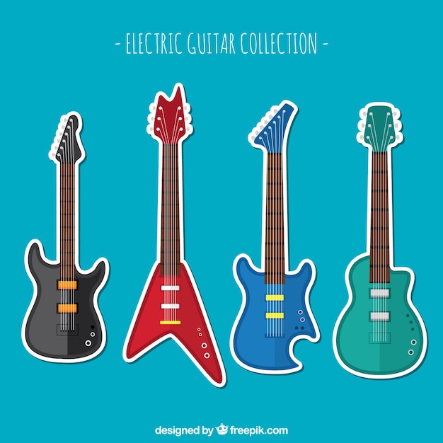 Vecteur gratuit collection de guitare électrique