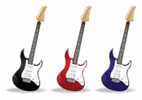 Vecteur gratuit collection de guitare rock