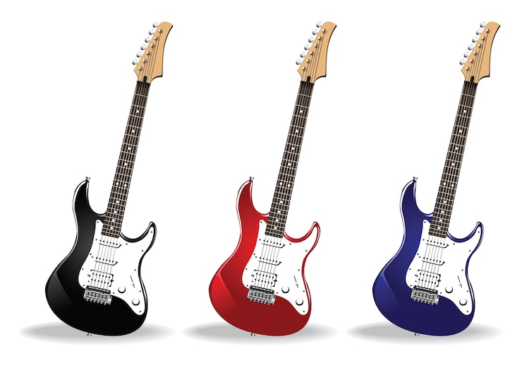 Vecteur gratuit collection de guitare rock