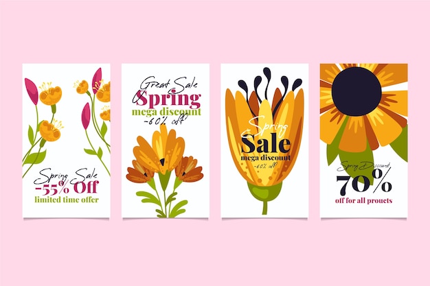 Collection D'histoire Instagram De Vente De Printemps Avec De Belles Fleurs