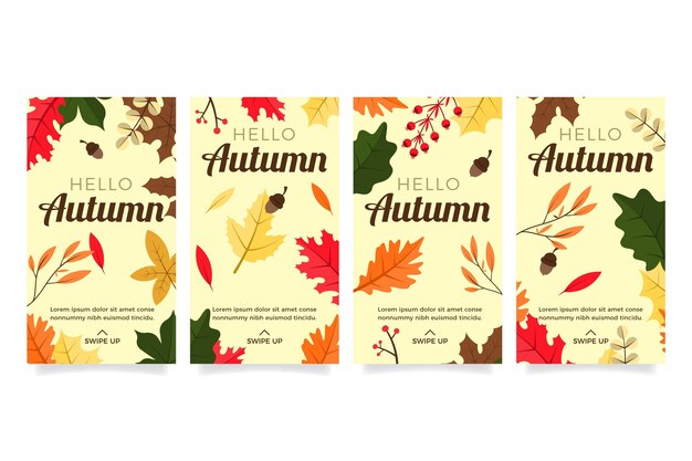 Collection d'histoires instagram d'automne plat