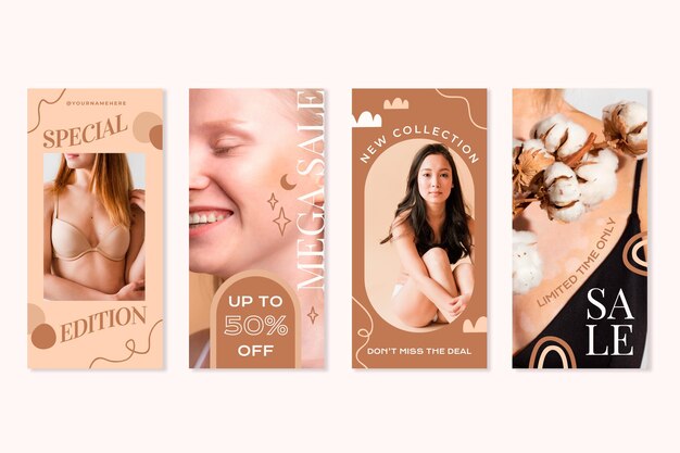 Collection d'histoires instagram Boho avec photo