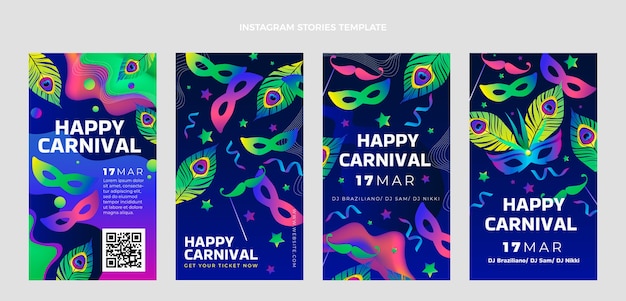 Collection D'histoires Instagram De Carnaval Dégradé