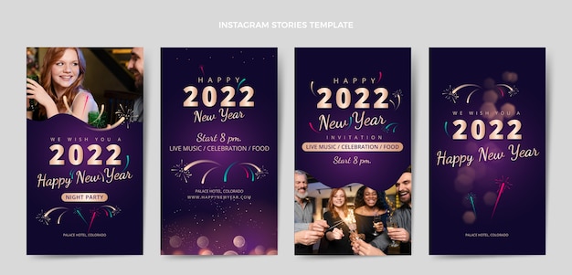 Collection D'histoires Instagram Dégradées Du Nouvel An