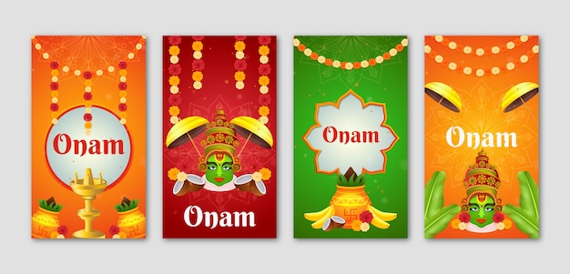 Collection D'histoires Instagram Dégradées Pour La Célébration D'onam