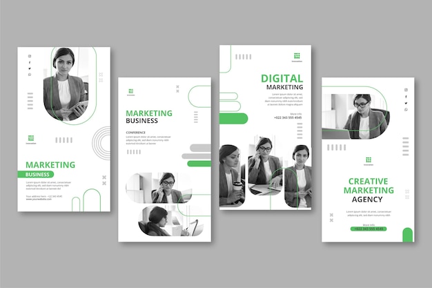 Collection d'histoires instagram d'entreprise de marketing