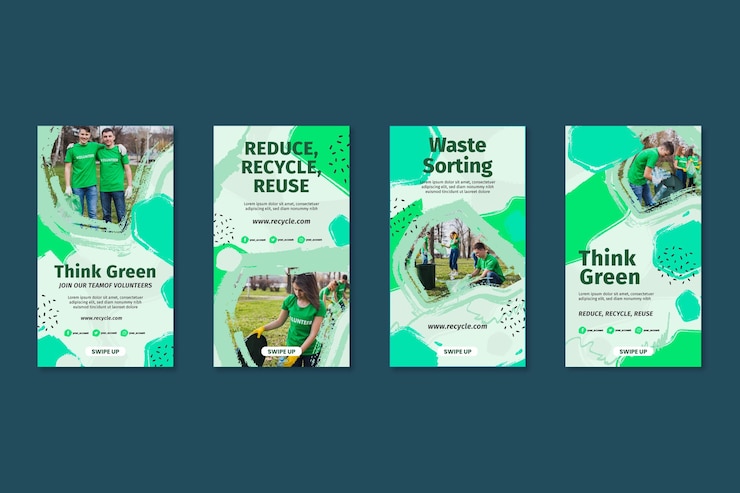 Vecteur gratuit collection d'histoires instagram d'environnement
