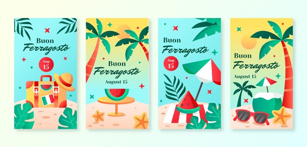 Collection d'histoires instagram de ferragosto dégradé