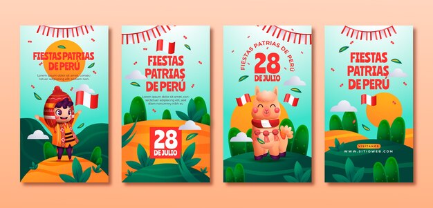 Collection d'histoires instagram fiestas patrias pérou dégradé