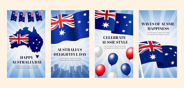 La Collection D'histoires Instagram Gradient Pour La Fête Nationale Australienne