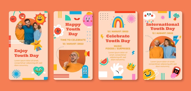 Collection D'histoires Instagram De La Journée Internationale De La Jeunesse