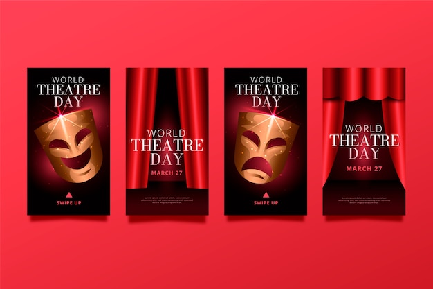 Collection D'histoires Instagram De La Journée Mondiale Du Théâtre Dégradé