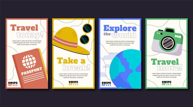 Collection d'histoires instagram de la journée mondiale du tourisme