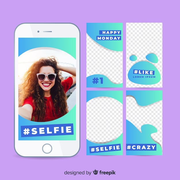Vecteur gratuit collection d'histoires instagram modernes