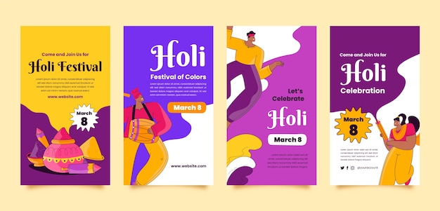 Collection D'histoires Instagram Pour La Célébration Du Festival Holi