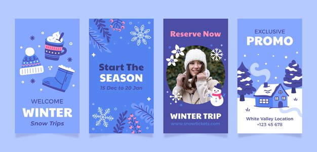 Collection d'histoires Instagram pour la célébration de la saison d'hiver