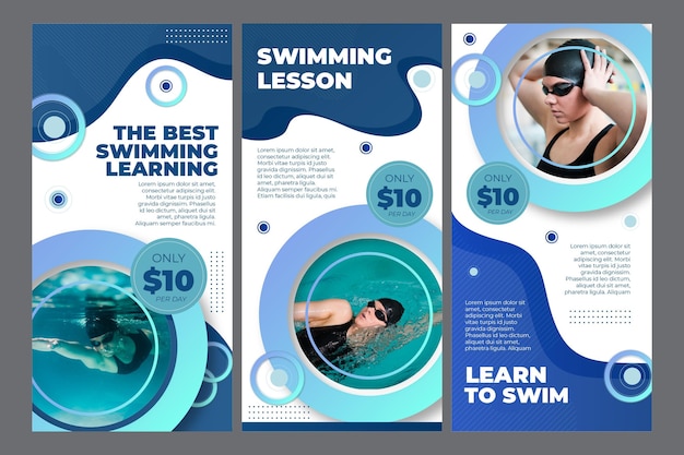 Collection d'histoires instagram pour les cours de natation