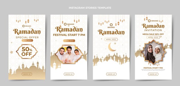 Collection d'histoires instagram ramadan dégradé