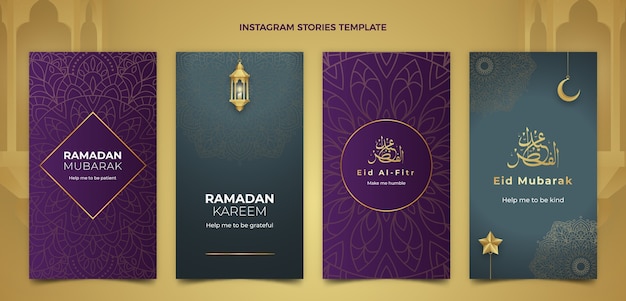 Collection d'histoires instagram ramadan dégradé