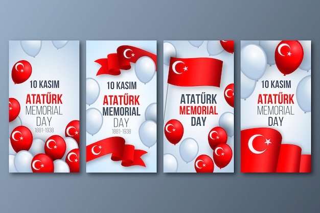 Collection d'histoires instagram réalistes du jour commémoratif d'ataturk