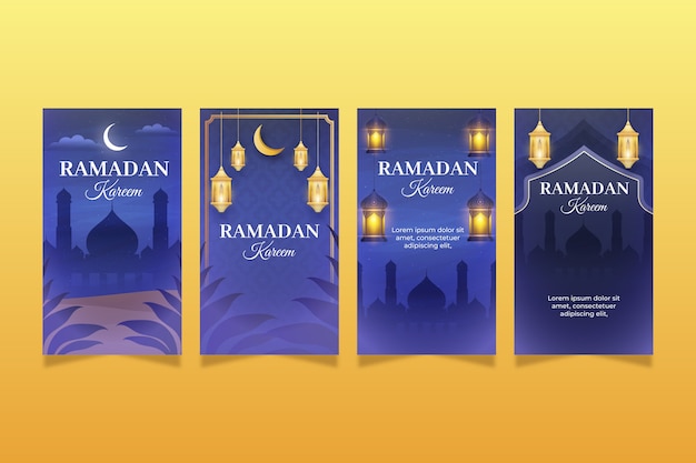 Vecteur gratuit collection d'histoires instagram réalistes du ramadan