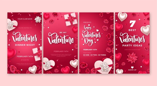 Collection d'histoires instagram réalistes pour la Saint-Valentin