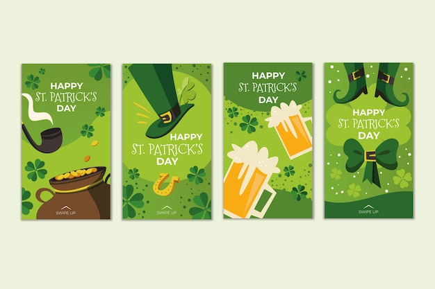 Vecteur gratuit collection d'histoires instagram avec st. patricks day