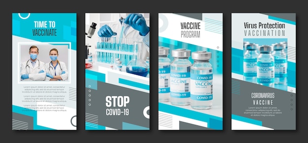 Collection D'histoires Instagram De Vaccin Plat Avec Photos