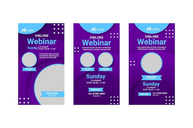 Vecteur gratuit collection d'histoires instagram de webinaire