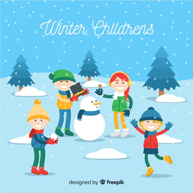 Vecteur gratuit collection d'hiver pour enfants