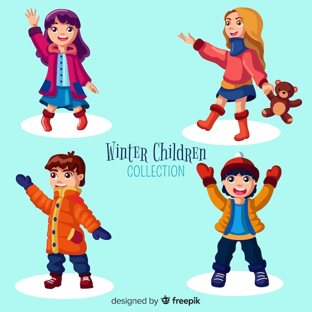 Vecteur gratuit collection d'hiver pour enfants