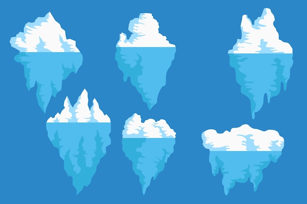 Vecteur gratuit collection d'icebergs