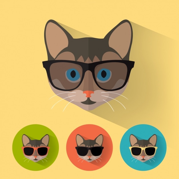 Vecteur gratuit collection d'icônes de chat