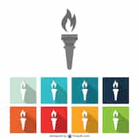 Vecteur gratuit collection d'icônes colorées de la torche