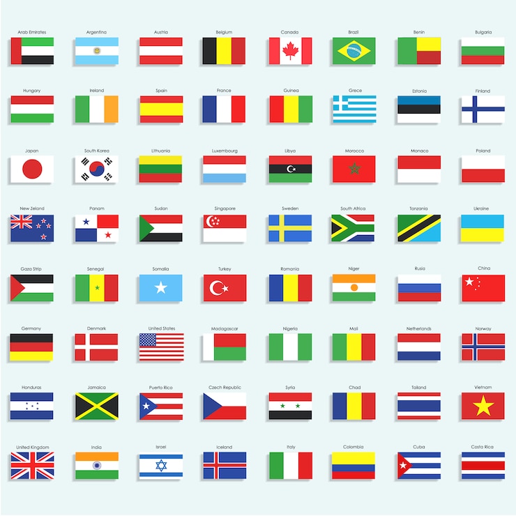 Vecteur gratuit collection d&#39;icônes de drapeau