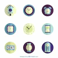 Vecteur gratuit collection d'icônes d'horloge
