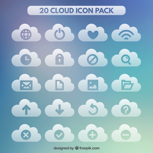 Vecteur gratuit collection d'icônes internet de nuages
