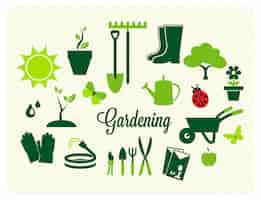 Vecteur gratuit collection d'icônes de jardinage