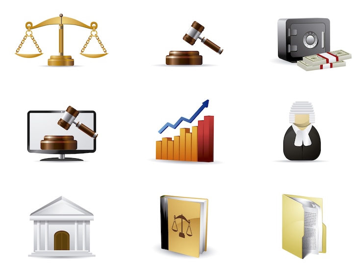 Vecteur gratuit collection d&#39;icônes de justice