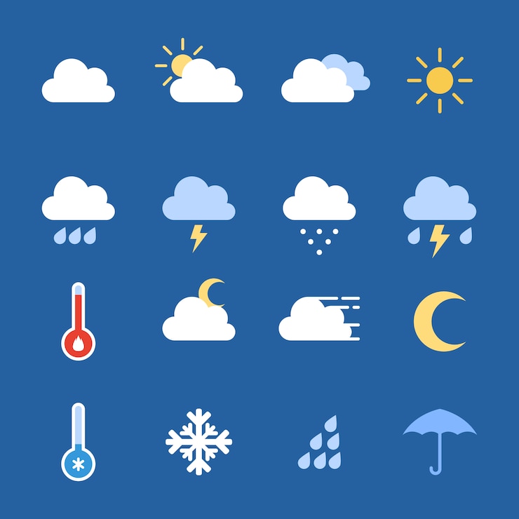 Vecteur gratuit collection d&#39;icônes météo