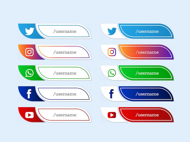 Collection D'icônes Modernes Du Tiers Inférieur Des Médias Sociaux