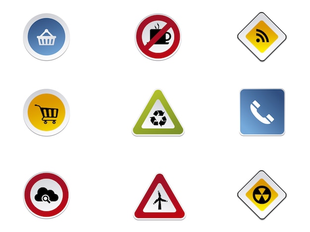 Vecteur gratuit collection d'icônes des panneaux routiers