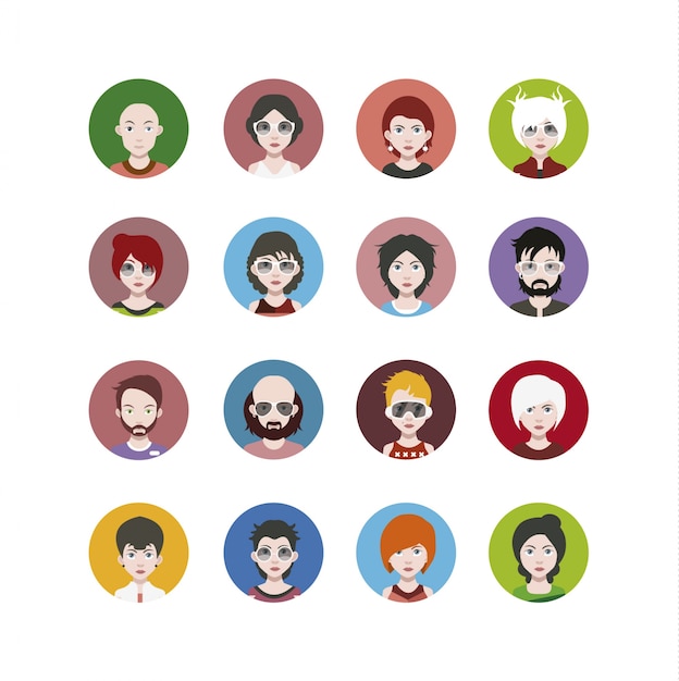 Vecteur gratuit collection d'icônes de personnages